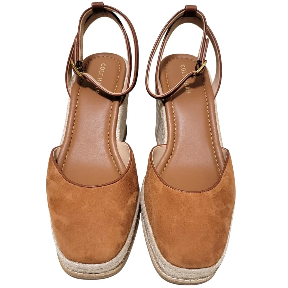 Cole Haan Women Cloudfeel Kyra Espadrille Wedge Heels Size US 9.5B British Tan
